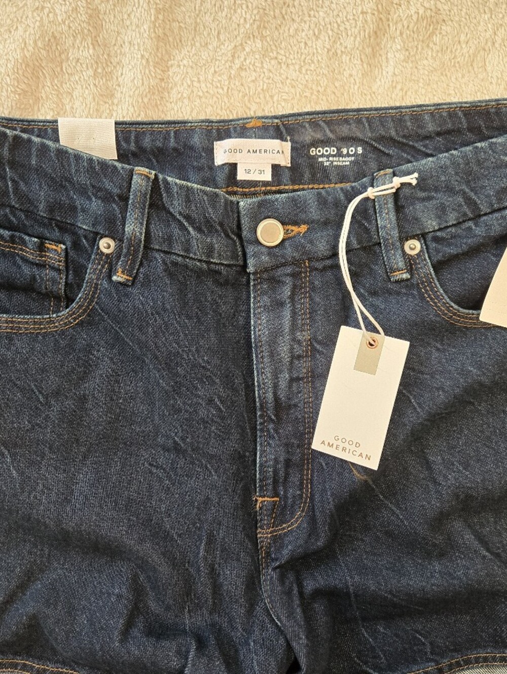 Good American 90's Dark Blue Relaxed Straight Jeans
